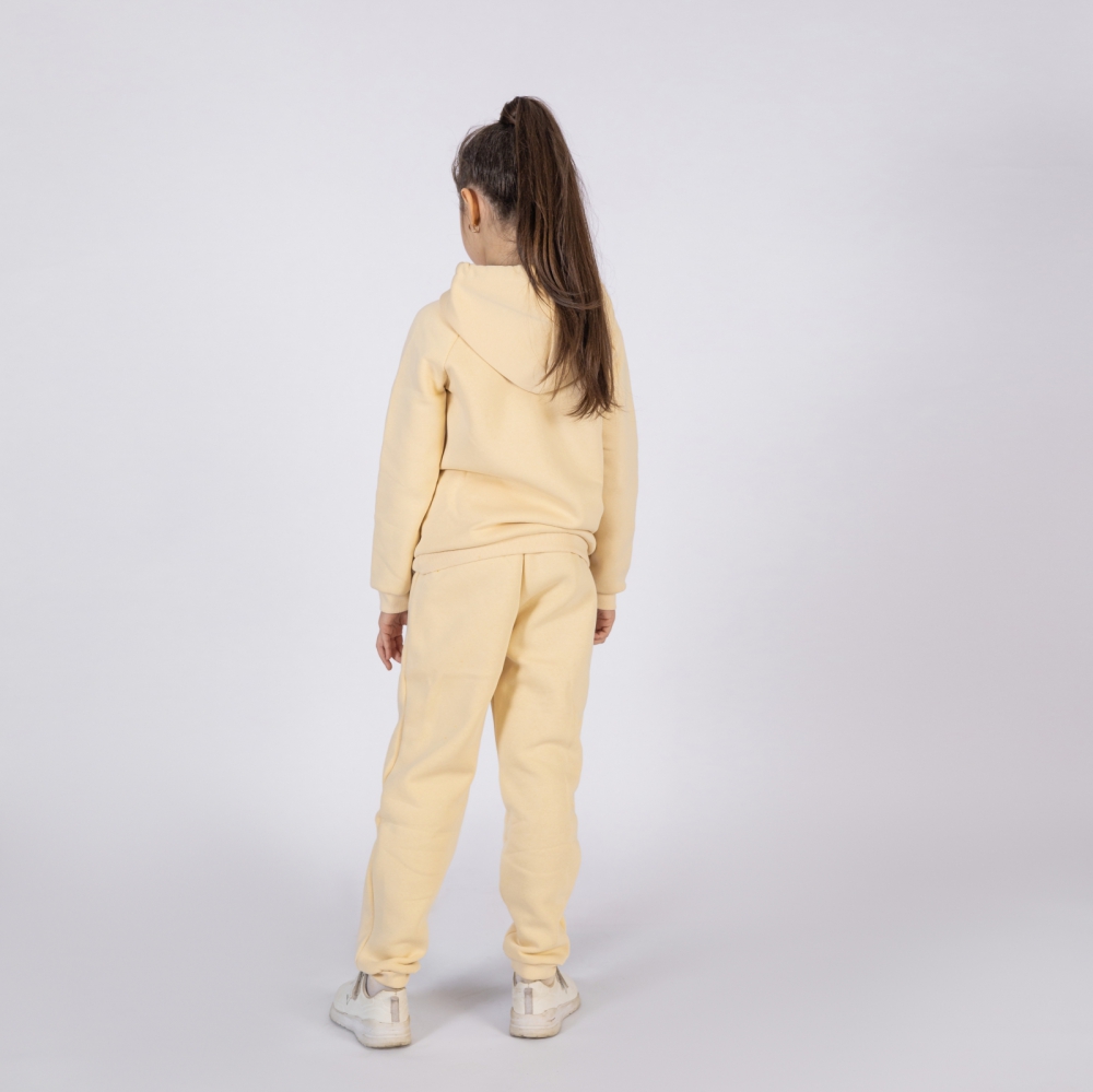 296-СЛ. Свитшот с капюшоном  + Штаны, хлопок 65%, 35%  ПЭ, 3-х нитка (начес) сливочный 80,86,92