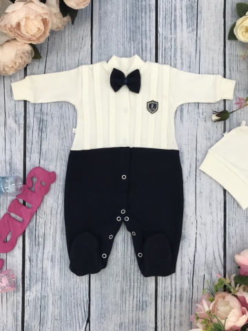 Купить оптом 273-Т.С. Комбинезон с шапкой, хлопок 100% интерлок, темно-синий 56,62 в Омске