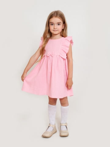 Купить 322-Р. Платье из муслина детское, хлопок 100% розовый, р. 98,104,110,116 в Омске